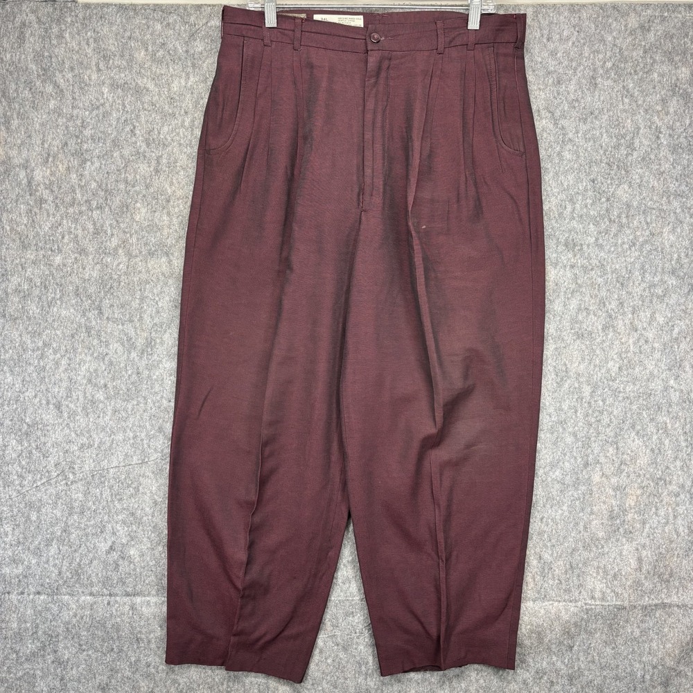 True Vintage Policy Designs Trouser Pants Rayon Maroon Men's 34x26 Balloon 60s - Picture 1 of 15